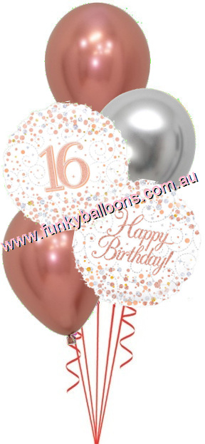 (image for) 16th Fizz Rose Gold Birthday Bouquet