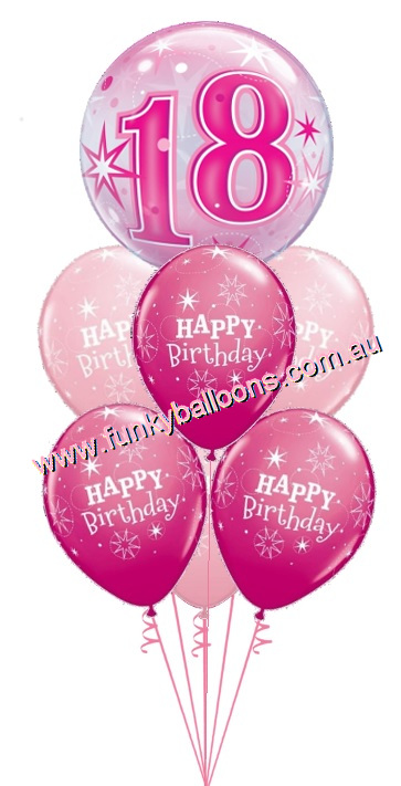 (image for) 18th Pink Starburst Bubble Birthday Bouquet
