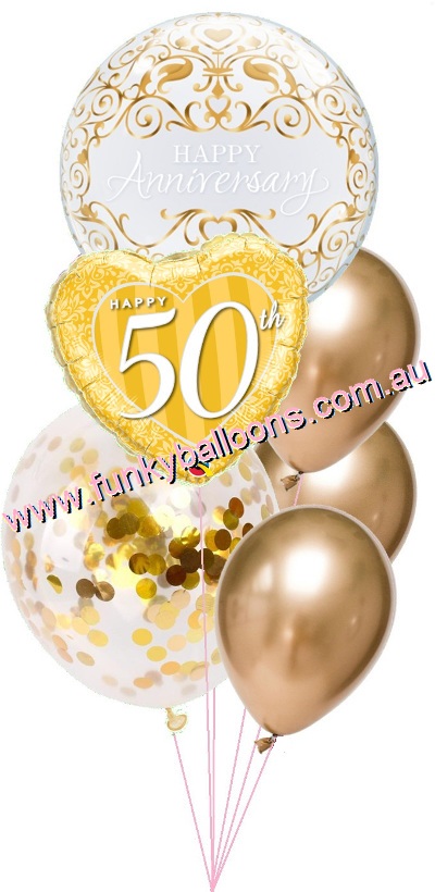 (image for) 50th Sparkling Anniversary Balloon Bouquet - Click Image to Close