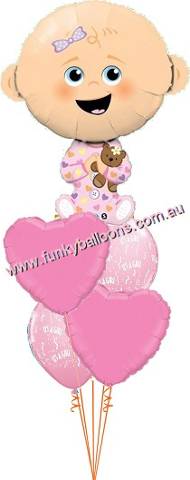 (image for) Cute Baby Girl Balloon Bouquet - Click Image to Close