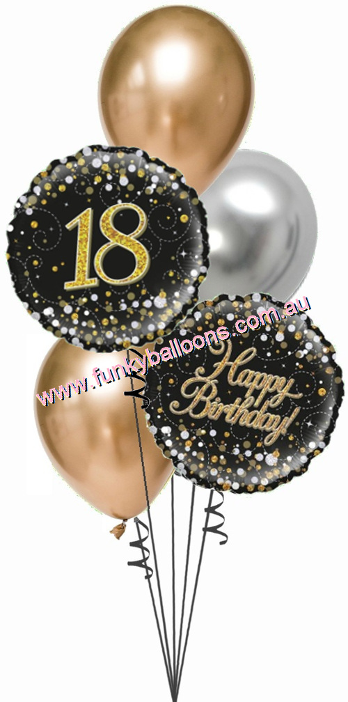 (image for) 18th Fizz Black + Gold Bouquet - Click Image to Close