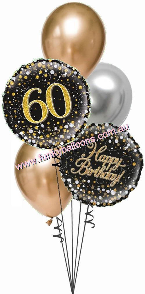 (image for) 60th Fizz Black + Gold Bouquet - Click Image to Close