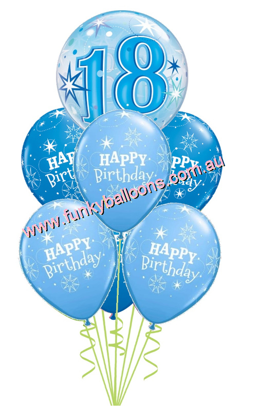 (image for) 18th Blue Starburst Bubble Birthday Bouquet - Click Image to Close