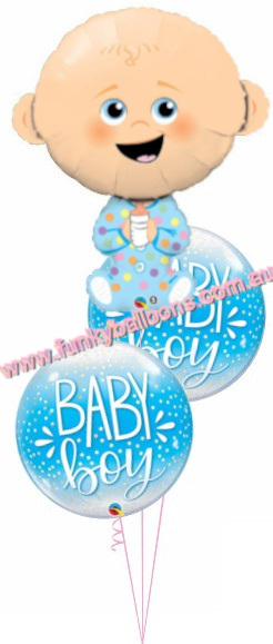 (image for) Cute Little Blessing Boy Balloon Bouquet - Click Image to Close
