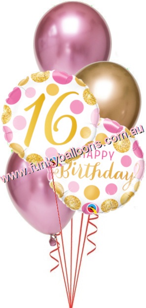 (image for) 16th Birthday Gold + Pink Chrome Bouquet