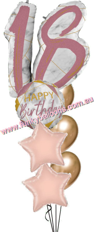 (image for) 18th Jumbo Marble Rose Gold Birthday Bouquet - Click Image to Close
