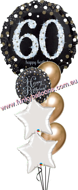 (image for) 60th Jumbo Golden Sparkling Birthday Bouquet - Click Image to Close