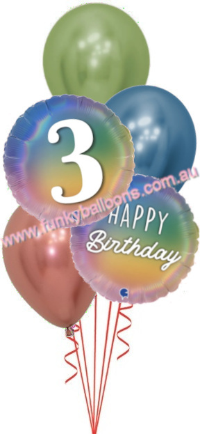 (image for) Pastel Rainbow 3rd Birthday Bouquet - Click Image to Close