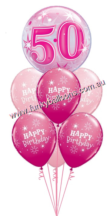 (image for) 50th Pink Starburst Bubble Birthday Bouquet