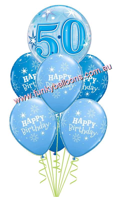 (image for) 50th Blue Starburst Bubble Birthday Bouquet