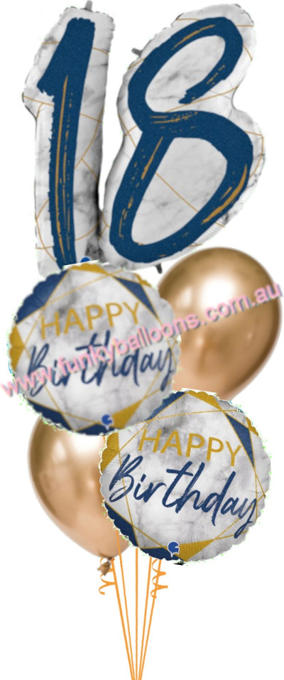 18th Deluxe Marble Blue Birthday Bouquet