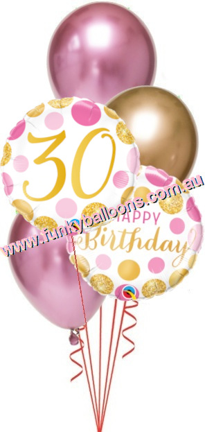(image for) 30th Birthday Gold + Pink Chrome Bouquet