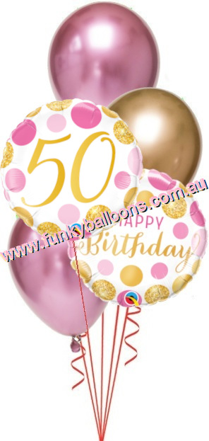 (image for) 50th Birthday Gold + Pink Chrome Bouquet