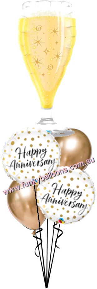 Golden Champagne Glass Anniversary Bouquet