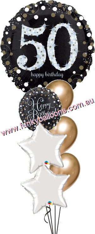 (image for) 50th Jumbo Golden Sparkling Birthday Bouquet