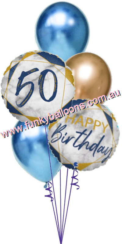 (image for) 50th Marble Blue + Chromes Birthday Bouquet