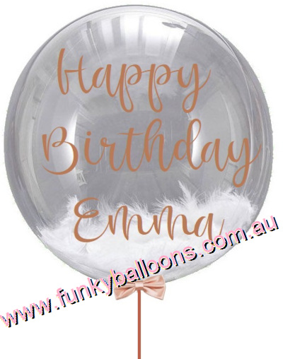 Personalised Bubble Feathers Balloon - Clear